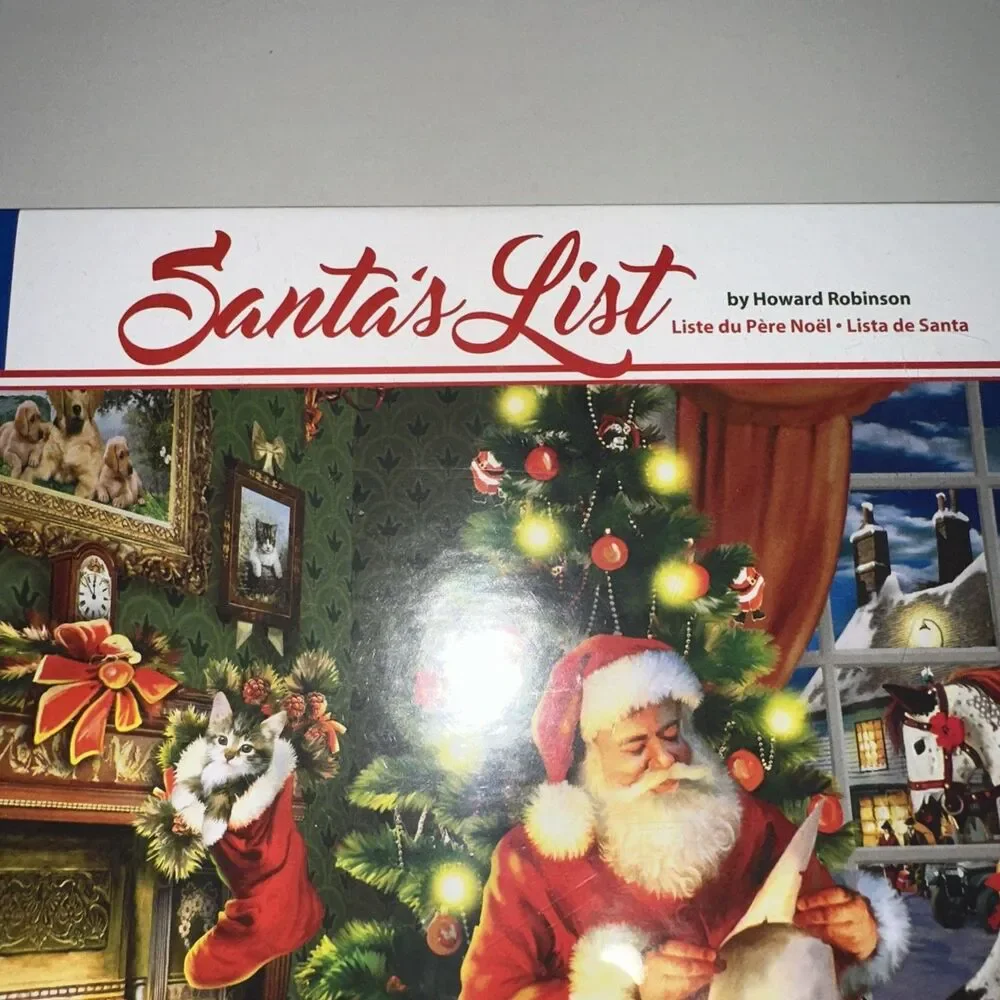Santa's List White Mountain Puzzles 300 Piece Jigsaw Puzzle Complete 18x24